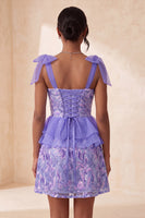 Laden Sie das Bild in den Galerie-Viewer, Rosa A-Linien-Pailletten, Rüschen, Schnürung hinten, gebogene Träger, Homecoming-Kleid mit Schlitz