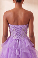 Laden Sie das Bild in den Galerie-Viewer, A-Linie himmelblaues Sweetheart-Transparentes Korsett mit Rüschen und Spitzen-Rücken-Homecoming-Kleid