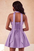 Laden Sie das Bild in den Galerie-Viewer, Olive A-Line Sweetheart Sweetheart Blumen-Homecoming-Kleid mit Spitze auf dem Rücken
