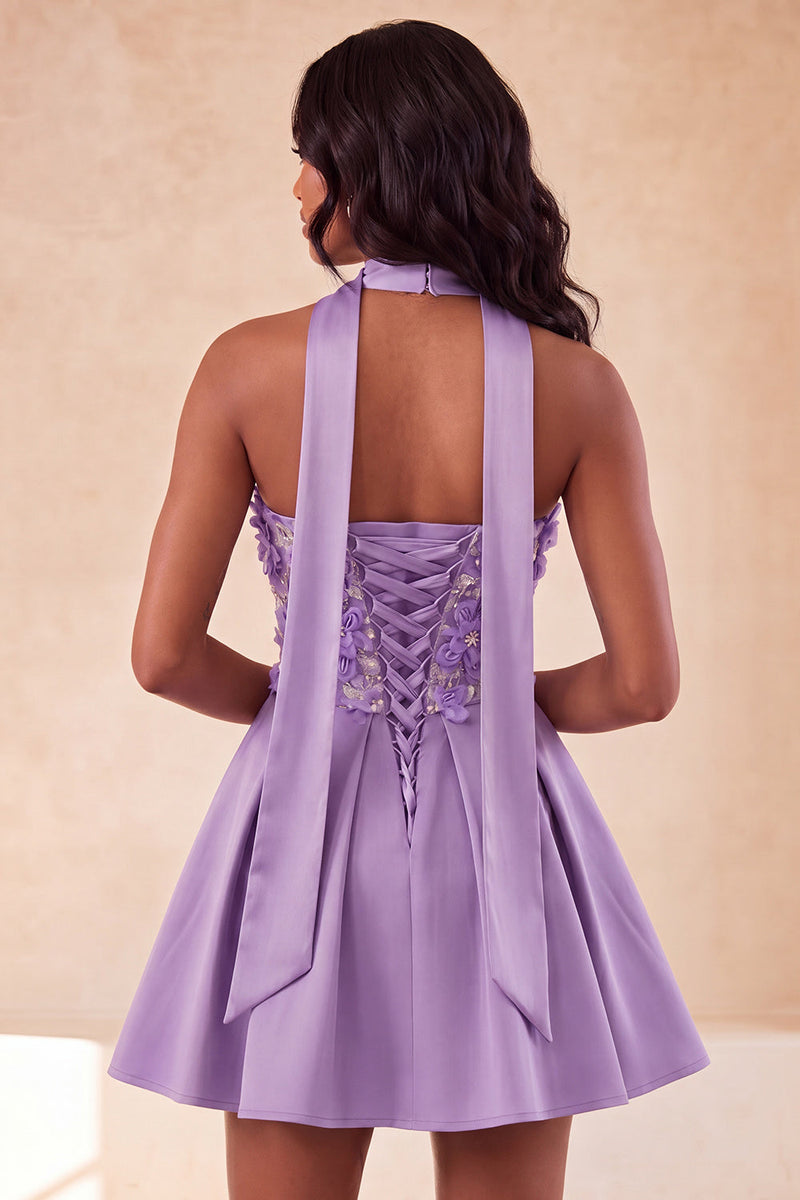 Laden Sie das Bild in den Galerie-Viewer, Olive A-Line Sweetheart Sweetheart Blumen-Homecoming-Kleid mit Spitze auf dem Rücken
