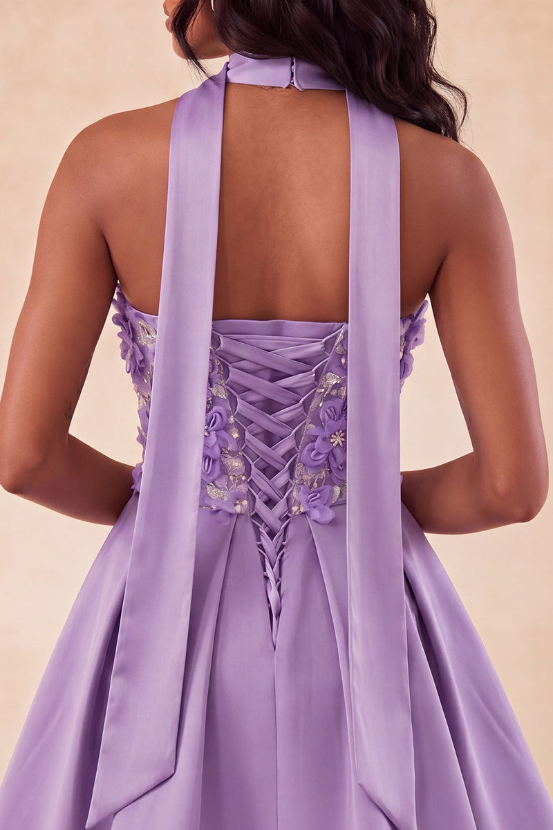 Laden Sie das Bild in den Galerie-Viewer, Olive A-Line Sweetheart Sweetheart Blumen-Homecoming-Kleid mit Spitze auf dem Rücken