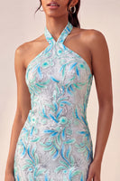 Laden Sie das Bild in den Galerie-Viewer, Bodycon Helllila Neckholderhals Pailletten Schnürung Back-Homecoming-Kleid
