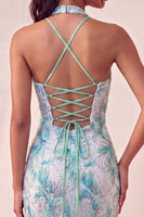 Laden Sie das Bild in den Galerie-Viewer, Bodycon Helllila Neckholderhals Pailletten Schnürung Back-Homecoming-Kleid