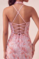 Laden Sie das Bild in den Galerie-Viewer, Bodycon Helllila Neckholderhals Pailletten Schnürung Back-Homecoming-Kleid