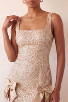 Laden Sie das Bild in den Galerie-Viewer, Mintgrüner Bodycon mit quadratischem Paillettenausschnitt und Schnürung Back-Homecoming-Kleid mit Schleife