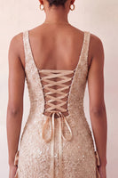 Laden Sie das Bild in den Galerie-Viewer, Mintgrüner Bodycon mit quadratischem Paillettenausschnitt und Schnürung Back-Homecoming-Kleid mit Schleife