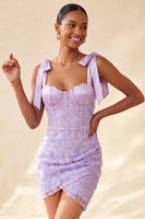 Laden Sie das Bild in den Galerie-Viewer, Dusty Sage Bodycon Korsett, Peals Blumenträger mit Schleifen, Homecoming-Kleid mit Schnürung hinten
