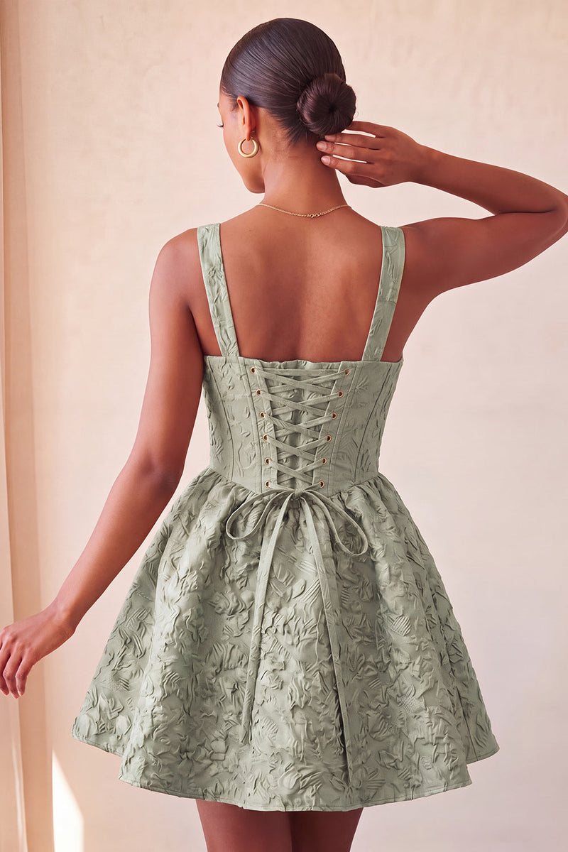 Laden Sie das Bild in den Galerie-Viewer, A-Linie Jacquard Gelbes Blumenspitzen-Heimkehrkleid mit Schleife