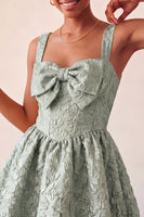 Laden Sie das Bild in den Galerie-Viewer, A-Linie Jacquard Gelbes Blumenspitzen-Heimkehrkleid mit Schleife