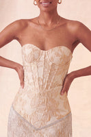 Laden Sie das Bild in den Galerie-Viewer, Lake Blue Sweetheart Korsett, Jacquard-Spitze, Back-Homecoming-Kleid mit Fransen