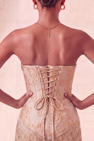 Laden Sie das Bild in den Galerie-Viewer, Lake Blue Sweetheart Korsett, Jacquard-Spitze, Back-Homecoming-Kleid mit Fransen
