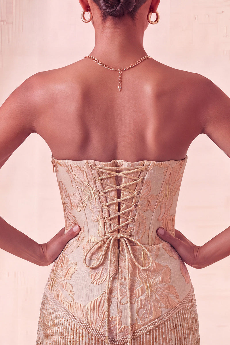 Laden Sie das Bild in den Galerie-Viewer, Lake Blue Sweetheart Korsett, Jacquard-Spitze, Back-Homecoming-Kleid mit Fransen