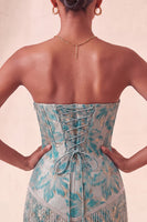 Laden Sie das Bild in den Galerie-Viewer, Lake Blue Sweetheart Korsett, Jacquard-Spitze, Back-Homecoming-Kleid mit Fransen