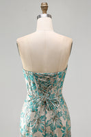 Laden Sie das Bild in den Galerie-Viewer, Lake Blue Sweetheart Korsett Jacquard Schnürung Kurzes Abendkleid mit Fransen