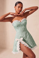 Laden Sie das Bild in den Galerie-Viewer, Sweetheart Yellow Jacquard A-Line Rüschen-Back-Homecoming-Kleid mit Schlitz