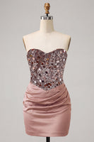 Laden Sie das Bild in den Galerie-Viewer, Sweetheart Champagner Pailletten Bodycon Mini-Homecoming-Kleid