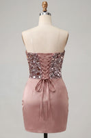 Laden Sie das Bild in den Galerie-Viewer, Sweetheart Champagner Pailletten Bodycon Mini-Homecoming-Kleid