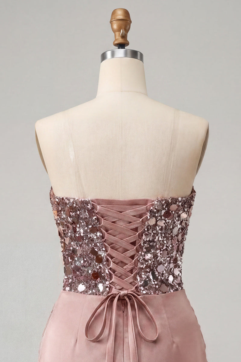 Laden Sie das Bild in den Galerie-Viewer, Sweetheart Champagner Pailletten Bodycon Mini-Homecoming-Kleid