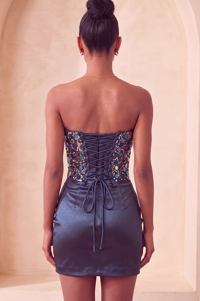 Laden Sie das Bild in den Galerie-Viewer, Sweetheart Champagner Pailletten Bodycon Mini-Homecoming-Kleid