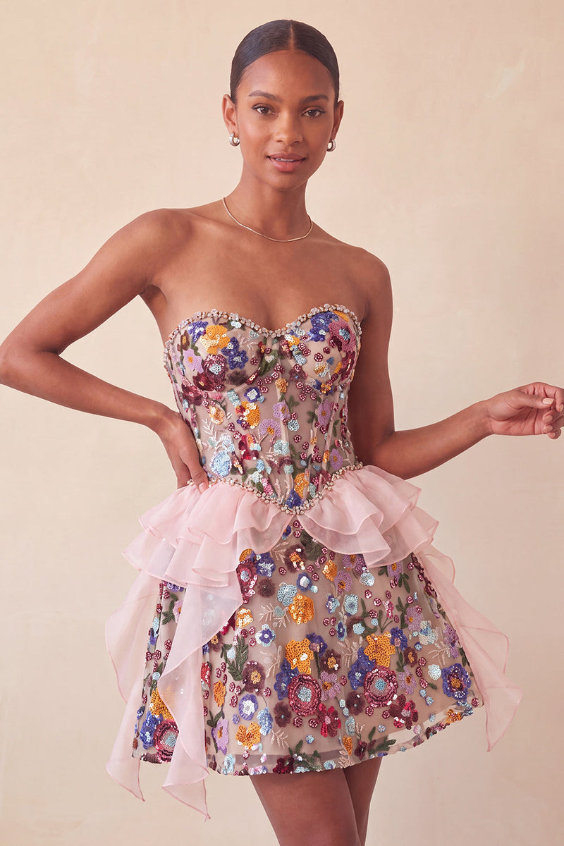 Laden Sie das Bild in den Galerie-Viewer, Salbeigrünes Sweetheart-Korsett A-Line Kurzes Homecoming-Kleid mit Pailletten