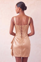 Laden Sie das Bild in den Galerie-Viewer, Bodycon baskisches Taillenkorsett Lake Blue gerafftes Homecoming-Kleid mit Rüschen