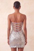 Laden Sie das Bild in den Galerie-Viewer, Sweetheart Fuchsia Keyhole Bodycon glitzerndes Pailletten-Homecoming-Kleid mit Schlitz