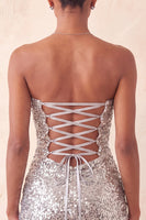 Laden Sie das Bild in den Galerie-Viewer, Sweetheart Fuchsia Keyhole Bodycon glitzerndes Pailletten-Homecoming-Kleid mit Schlitz