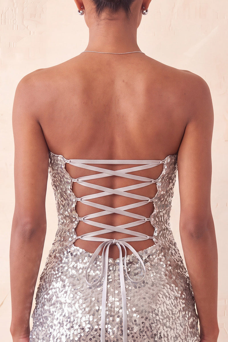 Laden Sie das Bild in den Galerie-Viewer, Sweetheart Fuchsia Keyhole Bodycon glitzerndes Pailletten-Homecoming-Kleid mit Schlitz