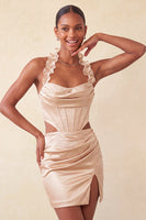 Laden Sie das Bild in den Galerie-Viewer, Halter-Korsett Bodycon Mintgrün gerafftes kurzes Homecoming-Kleid mit Schlitz