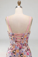 Laden Sie das Bild in den Galerie-Viewer, Rosa Korsett Bodycon Gerafftes Kurzes Abendkleid mit Pailletten