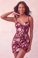 Laden Sie das Bild in den Galerie-Viewer, Rosa Korsett Bodycon, gerafftes kurzes Homecoming-Kleid mit Pailletten