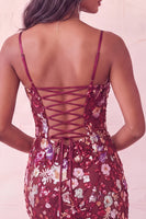 Laden Sie das Bild in den Galerie-Viewer, Rosa Korsett Bodycon, gerafftes kurzes Homecoming-Kleid mit Pailletten