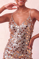 Laden Sie das Bild in den Galerie-Viewer, Glitzerndes silbernes Bodycon Spitzen-Kurzes Homecoming-Kleid mit Pailletten hinten