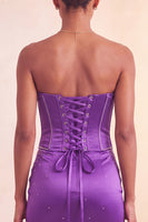 Laden Sie das Bild in den Galerie-Viewer, Trägerloses Bodycon Lake Blue Perlen-Kurzes Homecoming-Kleid mit Rüschen