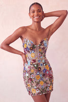 Laden Sie das Bild in den Galerie-Viewer, Rosa Sweetheart Bodycon Pailletten-Homecoming-Kleid mit Schnürung hinten