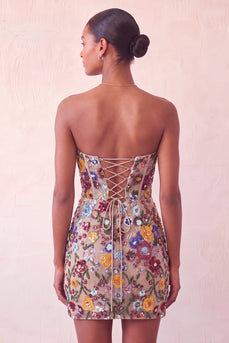 Rosa Sweetheart Bodycon Pailletten Kurzes Abendkleid mit Schnürung hinten