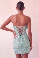 Laden Sie das Bild in den Galerie-Viewer, Rosa Sweetheart Bodycon Pailletten-Homecoming-Kleid mit Schnürung hinten