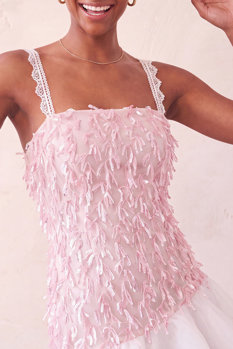 Laden Sie das Bild in den Galerie-Viewer, Rosa Bodycon mit Rüschen kurzes Pailletten-Homecoming-Kleid mit Schnürung auf dem Rücken