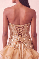 Laden Sie das Bild in den Galerie-Viewer, Blaue trägerlose Pailletten Bodycon Kurzes Homecoming-Kleid mit Rüschen