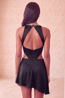 Laden Sie das Bild in den Galerie-Viewer, Schwarzes A-Linien-Korsett-Kurzzeit-Homecoming-Kleid
