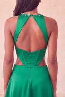 Laden Sie das Bild in den Galerie-Viewer, Schwarzes A-Linien-Korsett-Kurzzeit-Homecoming-Kleid