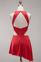 Laden Sie das Bild in den Galerie-Viewer, Schwarzes A-Linien-Korsett-Kurzzeit-Homecoming-Kleid