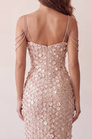 Laden Sie das Bild in den Galerie-Viewer, Champagner-Kaltschulter-Blumenmeerjungfrauen-Langes Festkleid mit Schlitz
