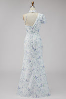 Laden Sie das Bild in den Galerie-Viewer, Chiffon Flieder Meerjungfrauen Gerafftes Langes Festkleid mit Schlitz