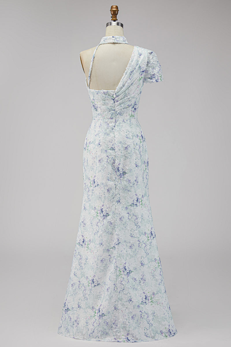 Laden Sie das Bild in den Galerie-Viewer, Chiffon Flieder Meerjungfrauen Gerafftes Langes Festkleid mit Schlitz