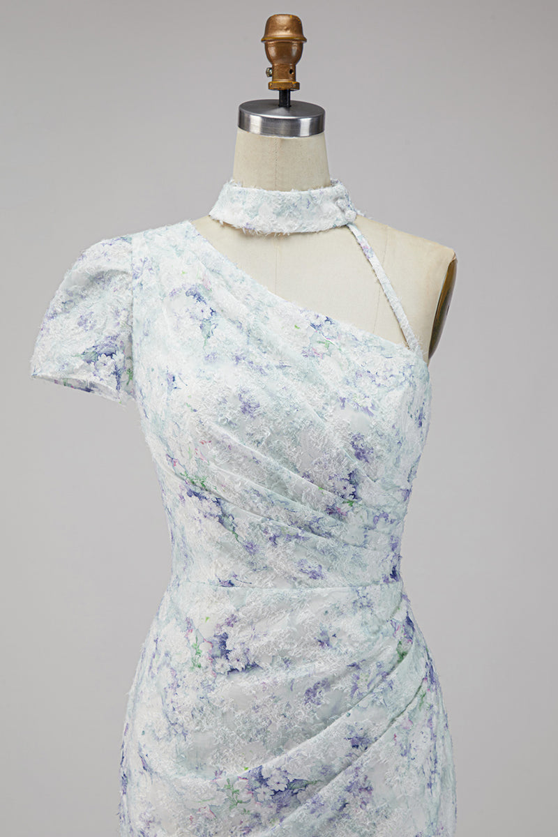 Laden Sie das Bild in den Galerie-Viewer, Chiffon Flieder Meerjungfrauen Gerafftes Langes Festkleid mit Schlitz