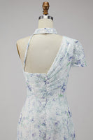 Laden Sie das Bild in den Galerie-Viewer, Chiffon Flieder Meerjungfrauen Gerafftes Langes Festkleid mit Schlitz