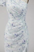 Laden Sie das Bild in den Galerie-Viewer, Chiffon Flieder Meerjungfrauen Gerafftes Langes Festkleid mit Schlitz