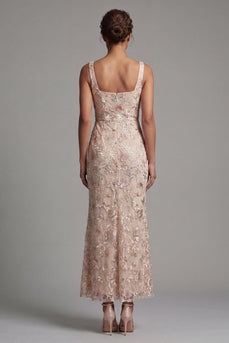 Meerjungfrauen Blush Midi Mutter der Braut Kleid mit quadratischem Ausschnitt