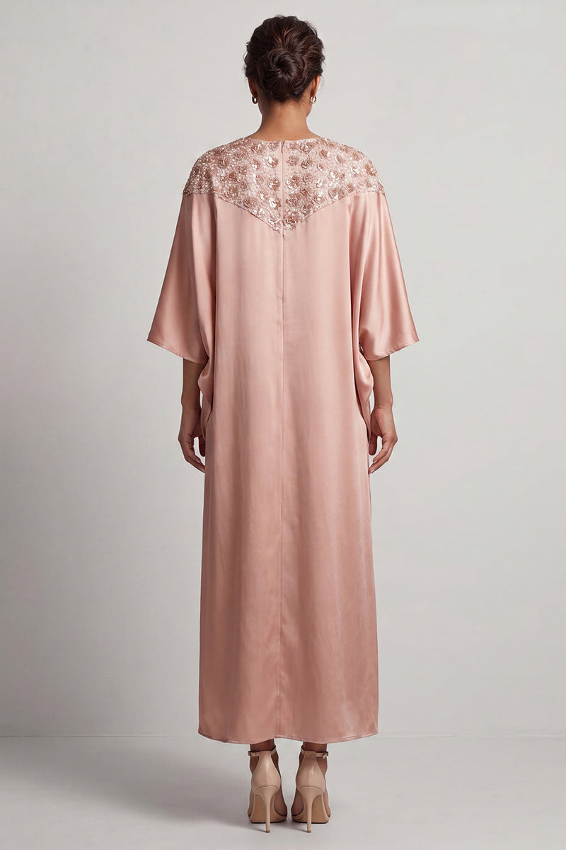 Laden Sie das Bild in den Galerie-Viewer, Blauer Rundhals-Midi-Mutter-der-Braut-Kleid mit Pailletten